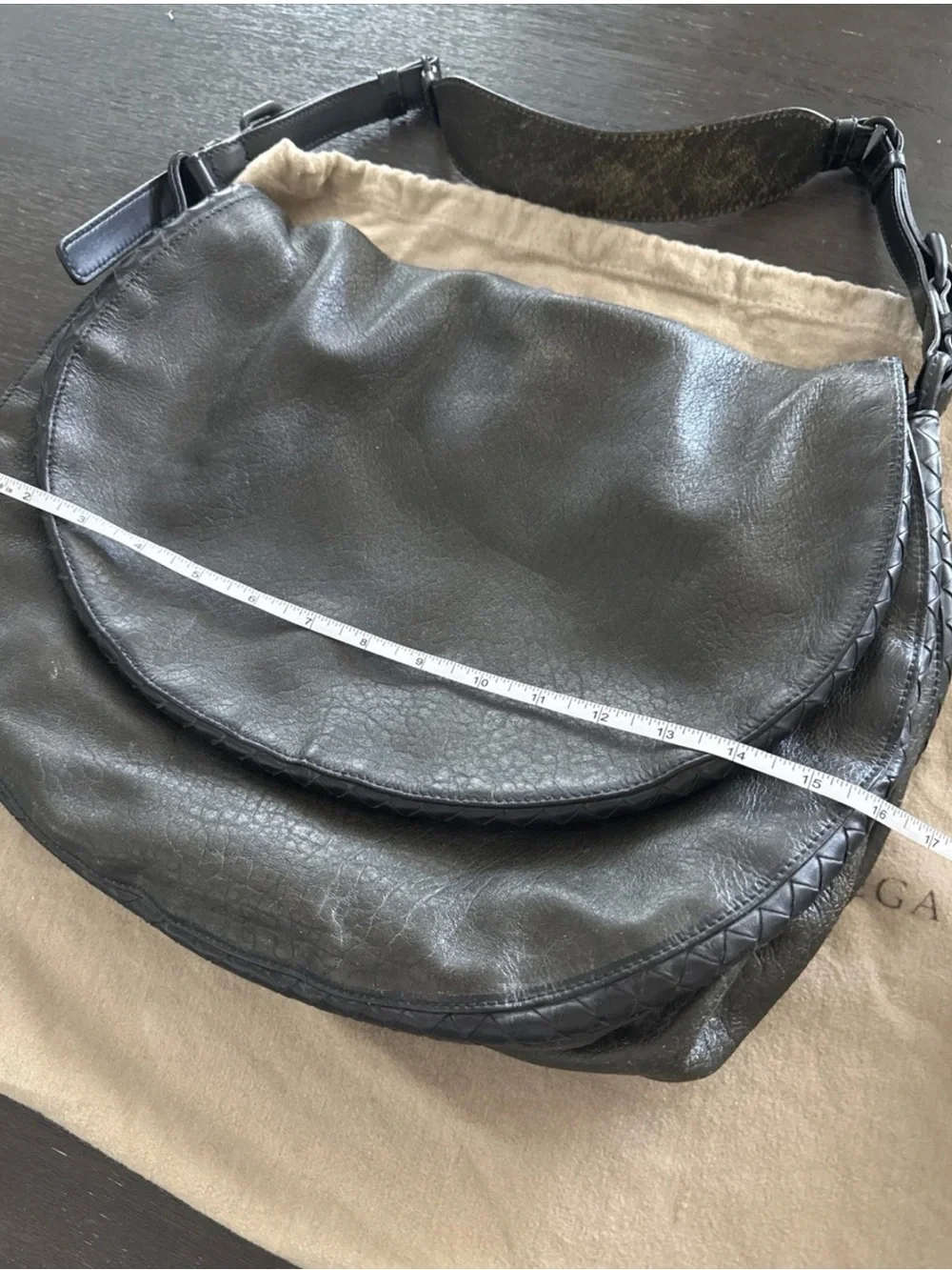 Bottega Veneta Distressed Black Leather Hobo Bag